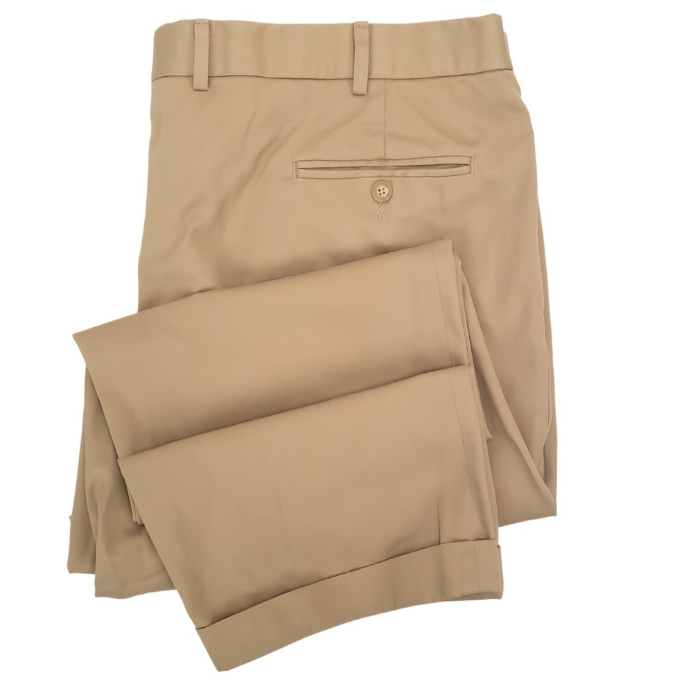 Ben Silver English Drills Pants Men's 42 Khaki Pleated Cuffed USA FITS 40x26.5